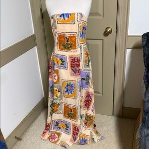 Orange and Blue Strapless Sheath Resort Dress